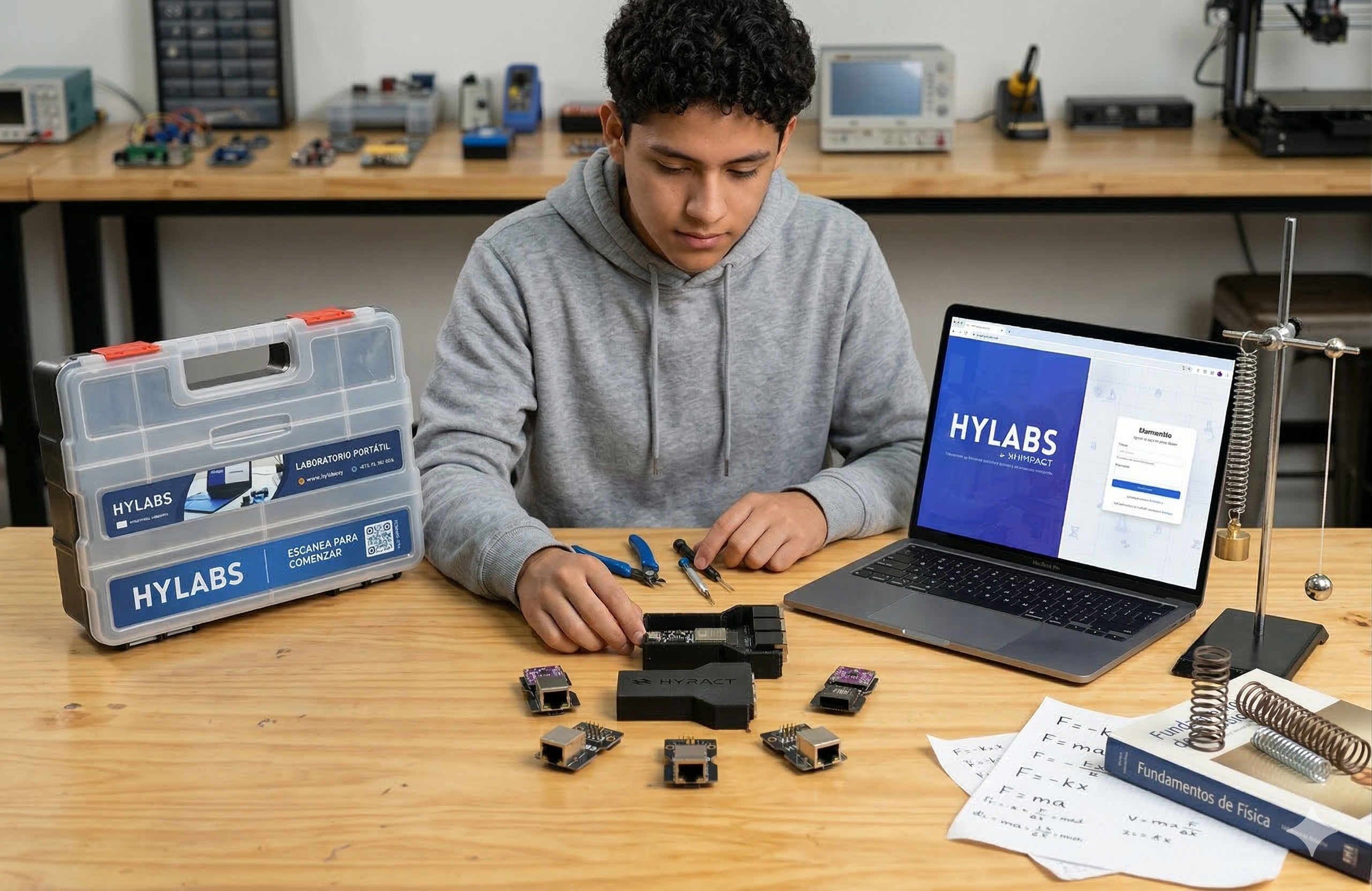 Estudiantes usando Hylabs